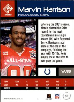 2002 Pacific Private Stock Reserve #41 Marvin Harrison Back