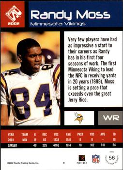 2002 Pacific Private Stock Reserve #56 Randy Moss Back