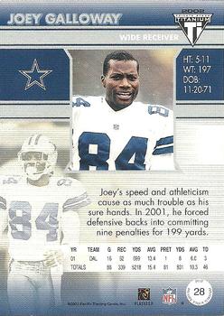 2002 Pacific Private Stock Titanium #28 Joey Galloway Back
