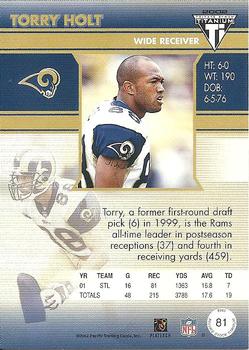 2002 Pacific Private Stock Titanium #81 Torry Holt Back