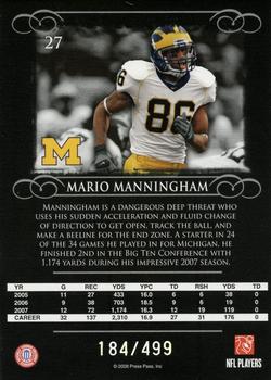2008 Press Pass Legends - Silver Holofoil #27 Mario Manningham Back
