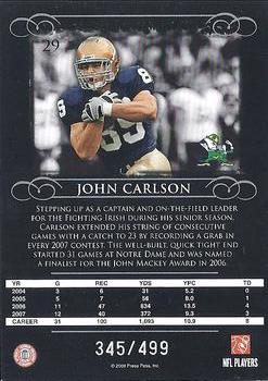 2008 Press Pass Legends - Silver Holofoil #29 John Carlson Back