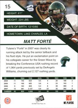 2008 Press Pass SE - Gold #15 Matt Forte Back
