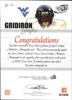 2008 Press Pass SE - Gridiron Graphs Gold #GG-SS Steve Slaton Back