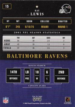 2002 Playoff Contenders #15 Ray Lewis Back