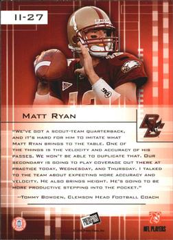 2008 Press Pass SE - Insider Insight #II-27 Matt Ryan Back