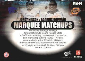 2008 Press Pass SE - Marquee Matchups #MM-14 Adarius Bowman / Jordy Nelson Back