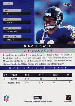 2002 Playoff Honors #7 Ray Lewis Back