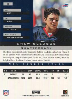 2002 Playoff Honors #8 Drew Bledsoe Back