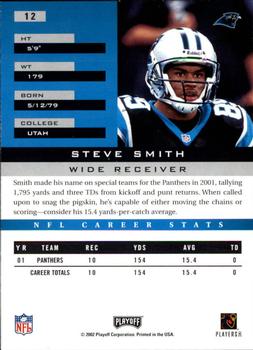 2002 Playoff Honors #12 Steve Smith Back