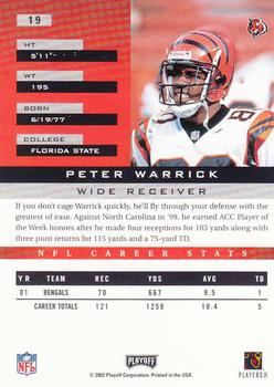 2002 Playoff Honors #19 Peter Warrick Back