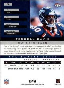 2002 Playoff Honors #26 Terrell Davis Back