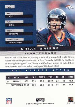 2002 Playoff Honors #27 Brian Griese Back