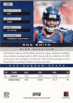 2002 Playoff Honors #28 Rod Smith Back