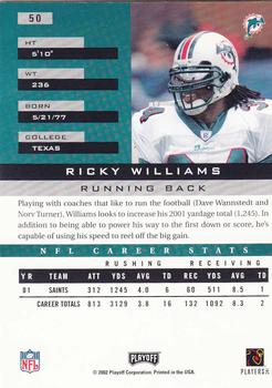 2002 Playoff Honors #50 Ricky Williams Back