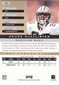 2002 Playoff Honors #59 Deuce McAllister Back