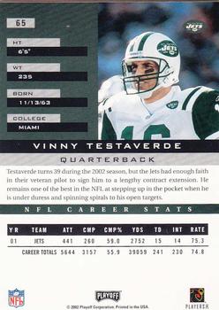 2002 Playoff Honors #65 Vinny Testaverde Back