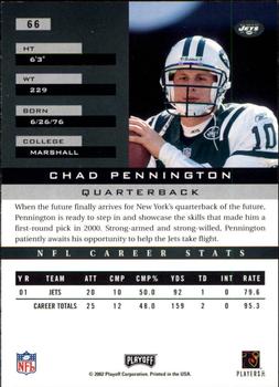 2002 Playoff Honors #66 Chad Pennington Back