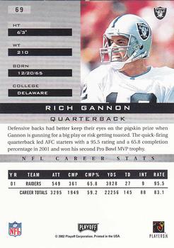 2002 Playoff Honors #69 Rich Gannon Back