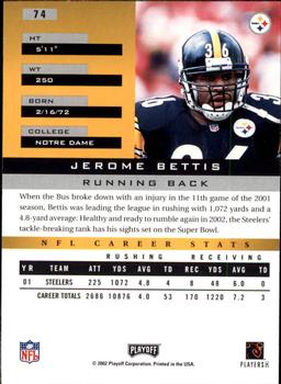 2002 Playoff Honors #74 Jerome Bettis Back