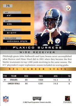 2002 Playoff Honors #75 Plaxico Burress Back