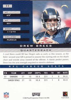 2002 Playoff Honors #77 Drew Brees Back