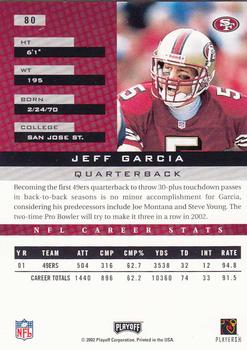 2002 Playoff Honors #80 Jeff Garcia Back