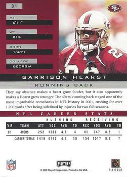 2002 Playoff Honors #81 Garrison Hearst Back