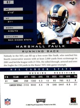 2002 Playoff Honors #87 Marshall Faulk Back
