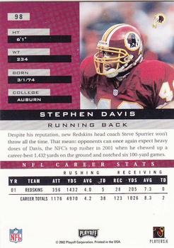 2002 Playoff Honors #98 Stephen Davis Back