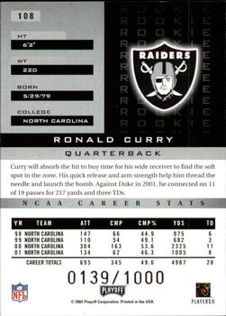2002 Playoff Honors #108 Ronald Curry Back