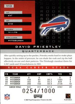 2002 Playoff Honors #113 David Priestley Back