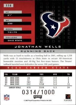 2002 Playoff Honors #116 Jonathan Wells Back