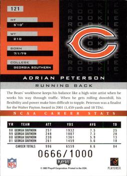 2002 Playoff Honors #121 Adrian Peterson Back