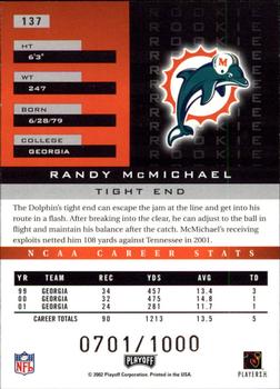 2002 Playoff Honors #137 Randy McMichael Back
