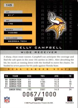 2002 Playoff Honors #149 Kelly Campbell Back