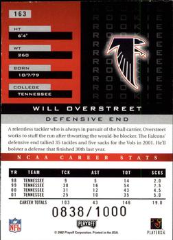 2002 Playoff Honors #163 Will Overstreet Back