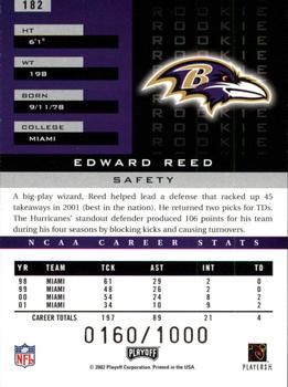 2002 Playoff Honors #182 Ed Reed Back