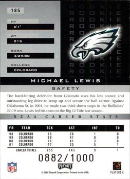 2002 Playoff Honors #185 Michael Lewis Back