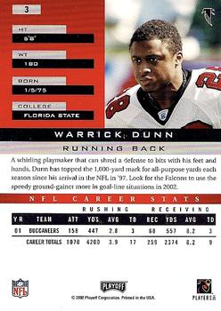 2002 Playoff Honors #3 Warrick Dunn Back