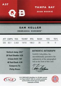 2008 SAGE - Autographs Silver #A37 Sam Keller Back