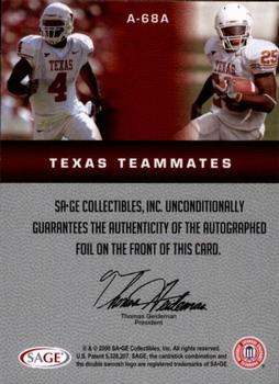 2008 SAGE Squared - Autographs #A68A Limas Sweed / Jamaal Charles Back