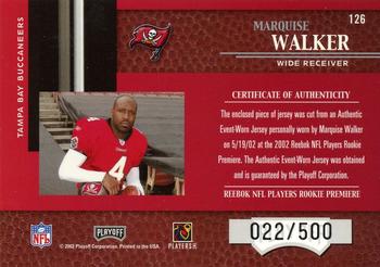 2002 Playoff Piece of the Game #126 Marquise Walker Back