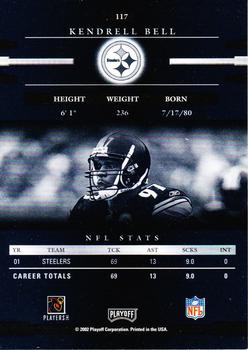 2002 Playoff Prestige #117 Kendrell Bell Back