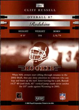 2002 Playoff Prestige #192 Cliff Russell Back