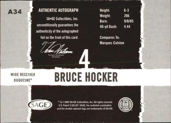 2008 SAGE HIT - Autographs #A34 Bruce Hocker Back