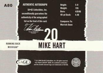 2008 SAGE HIT - Autographs #A80 Mike Hart Back