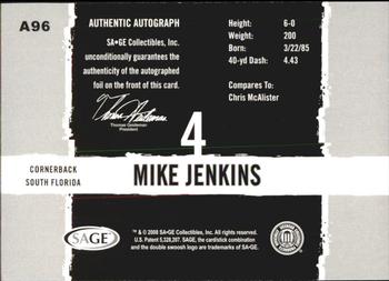 2008 SAGE HIT - Autographs #A96 Mike Jenkins Back