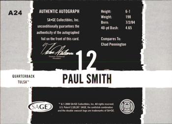2008 SAGE HIT - Autographs Gold #A24 Paul Smith Back