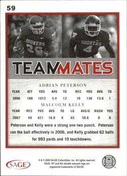 2008 SAGE HIT - Glossy #59 Adrian Peterson / Malcolm Kelly Back